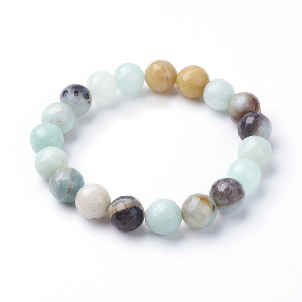 PandaHall Natural Amazonite Bead Stretch Bracelets, with Burlap Packing Pouches Drawstring Bags, Round, 2-1/8 PandaHall Natural Amazonite Bead Stretch Bracelets, with Burlap Packing Pouches Drawstring Bags, Round, 2-1/8