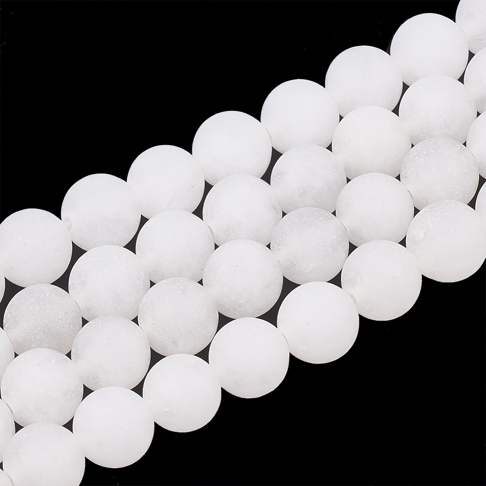 PandaHall Natural White Jade Beads Strands, Frosted, Round, 12~12.5mm, Hole: 1.5mm; about 30pcs/strand, 15.5 PandaHall Natural White Jade Beads Strands, Frosted, Round, 12~12.5mm, Hole: 1.5mm; about 30pcs/strand, 15.5