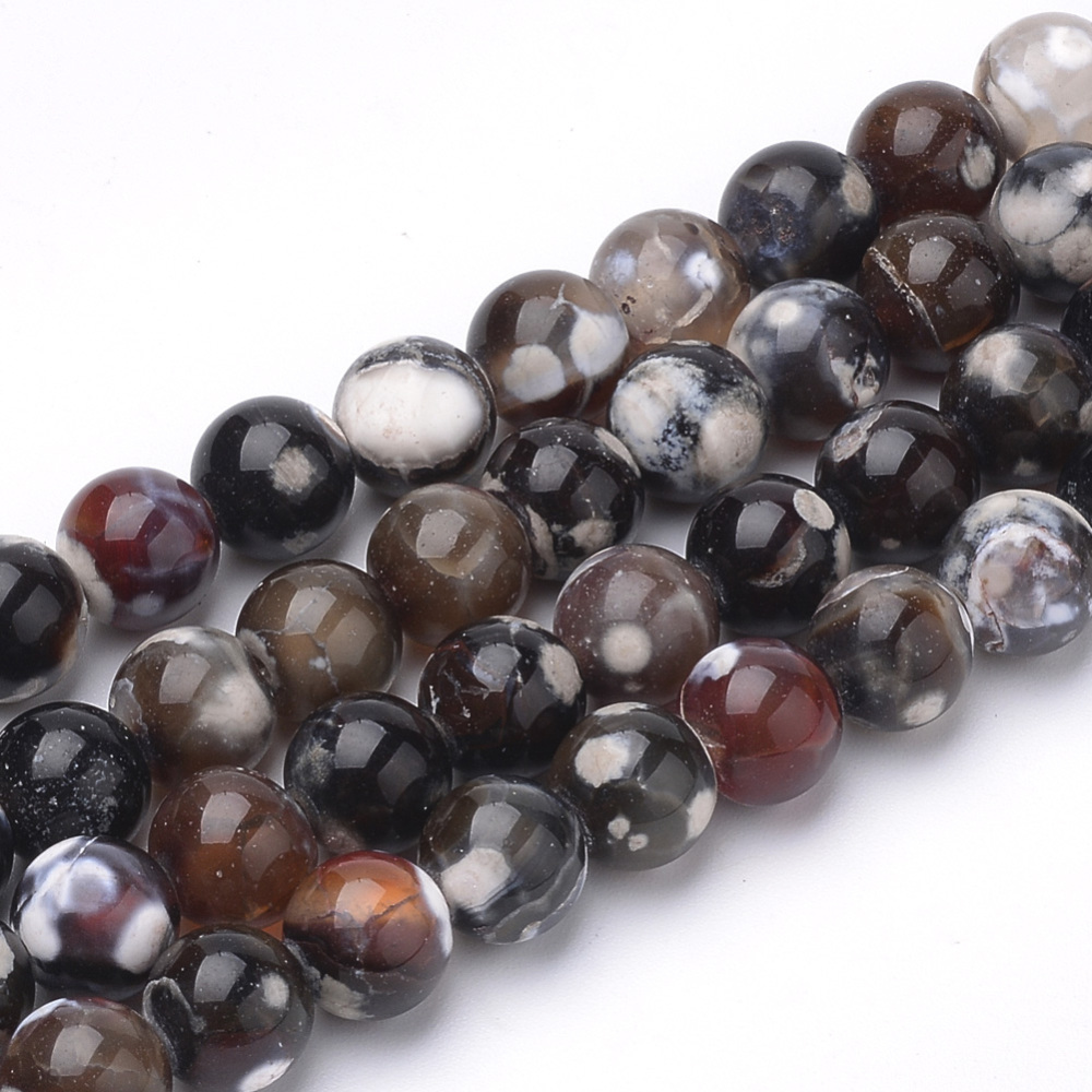 PandaHall Dyed Natural Fire Agate Beads Strands, Round, CoconutBrown, 8~8.5mm, Hole: 1mm; about 47pcs/strand, 15.5 PandaHall Dyed Natural Fire Agate Beads Strands, Round, CoconutBrown, 8~8.5mm, Hole: 1mm; about 47pcs/strand, 15.5