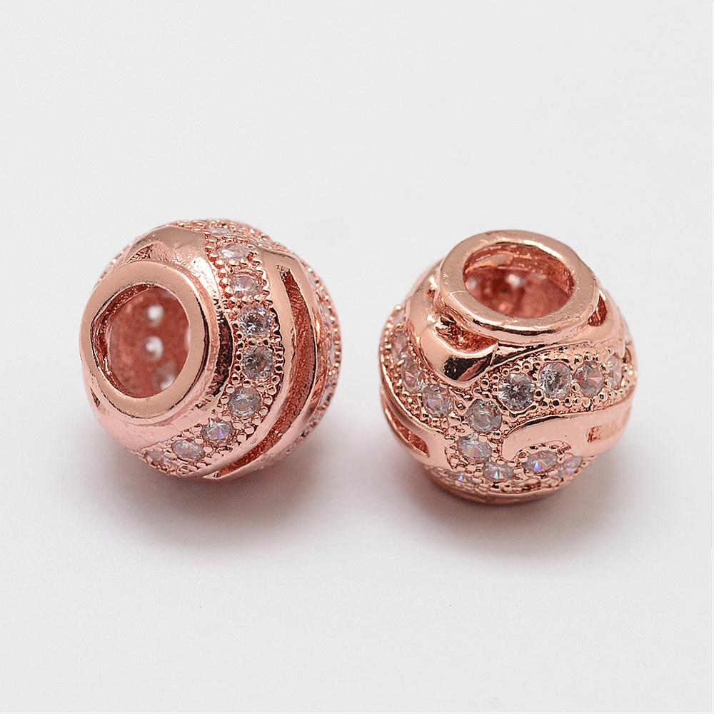PandaHall Brass Micro Pave Cubic Zirconia European Beads, Rondelle, Lead Free & Nickel Free, Rose Gold, 10x9mm, Hole: 4.5mm Brass+Cubic... PandaHall Brass Micro Pave Cubic Zirconia European Beads, Rondelle, Lead Free & Nickel Free, Rose Gold, 10x9mm, Hole: 4.5mm Brass+Cubic...