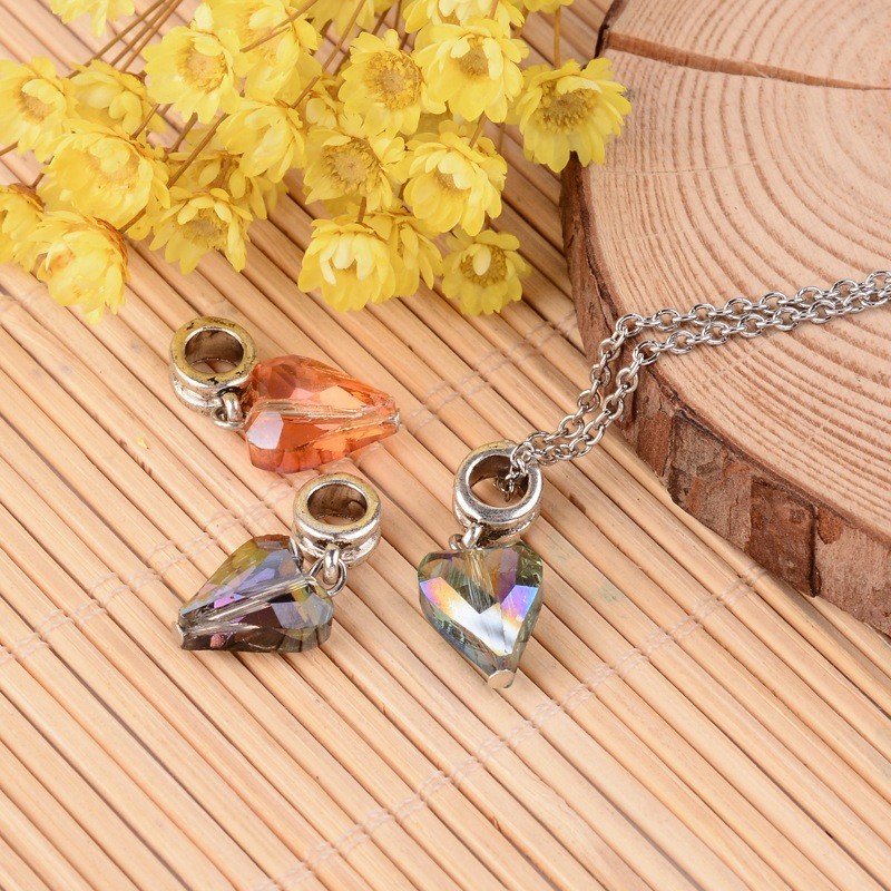 PandaHall Antique Silver Alloy Glass Beads European Dangle Beads, Heart, Mixed Color, 15x10x6mm, Hole: 4.5mm Alloy+Glass Heart Multicolor PandaHall Antique Silver Alloy Glass Beads European Dangle Beads, Heart, Mixed Color, 15x10x6mm, Hole: 4.5mm Alloy+Glass Heart Multicolor