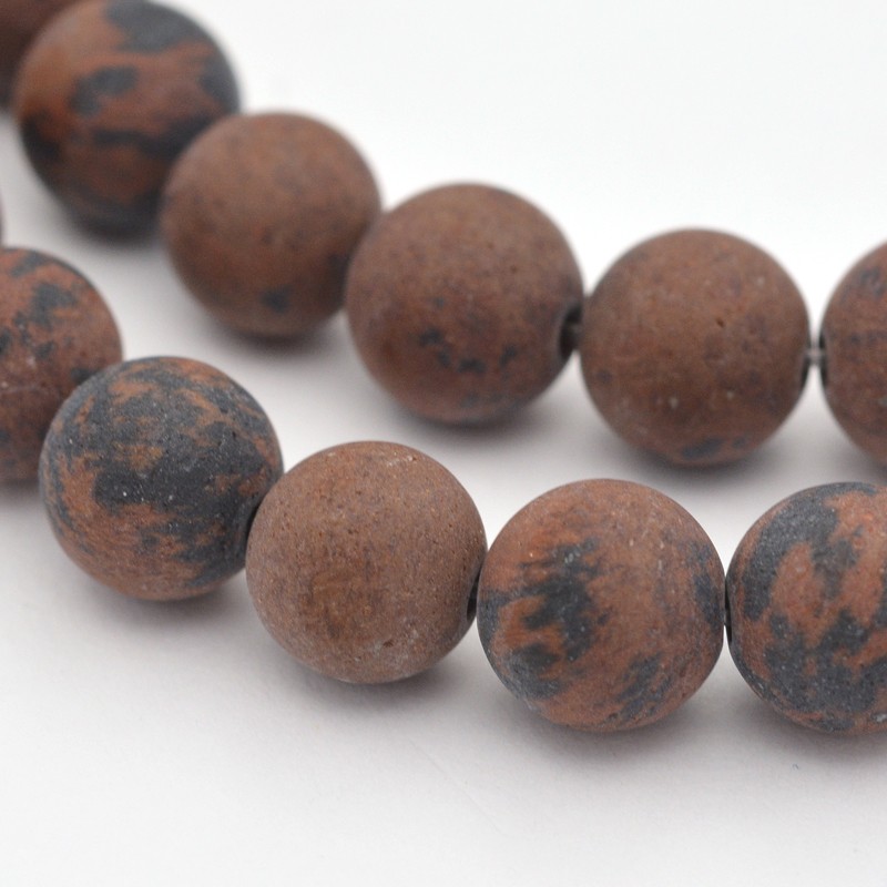 PandaHall Natural Mahogany Obsidian Beads Strands, Frosted, Round, 4mm, Hole: 1mm; about 88pcs/strand, 15.3 PandaHall Natural Mahogany Obsidian Beads Strands, Frosted, Round, 4mm, Hole: 1mm; about 88pcs/strand, 15.3