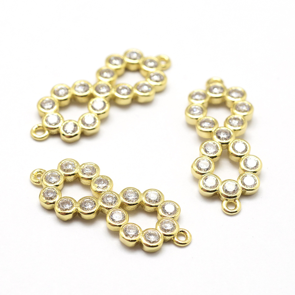 PandaHall Environmental Brass Micro Pave Grade AAA Cubic Zirconia Links, Clear, Infinity, Lead Free & Nickel Free & Cadmium Free, Real Gold... PandaHall Environmental Brass Micro Pave Grade AAA Cubic Zirconia Links, Clear, Infinity, Lead Free & Nickel Free & Cadmium Free, Real Gold...