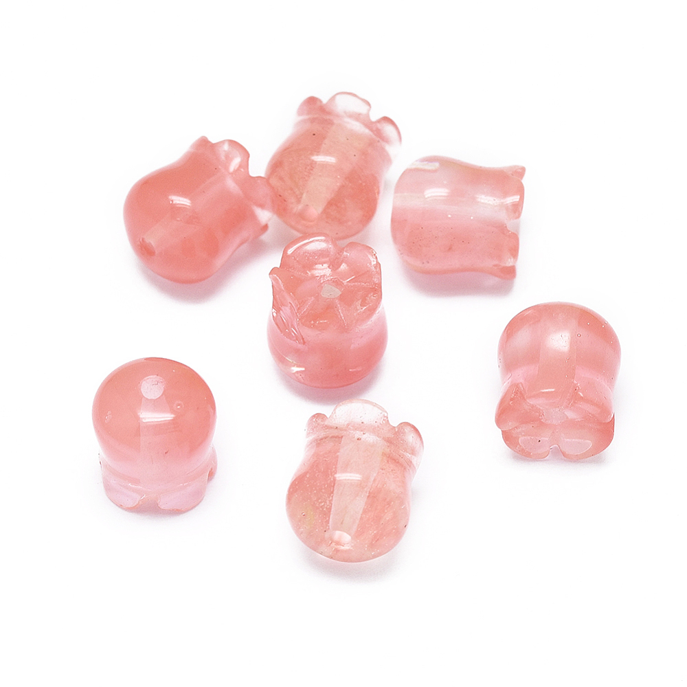 Cherry Quartz Glass Gemstone Beads, Flower, Dyed<P>Size: abou...