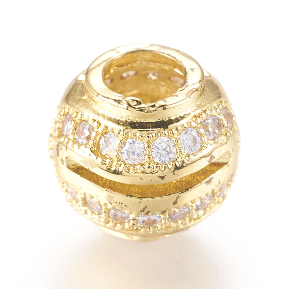 PandaHall Brass Micro Pave Cubic Zirconia European Beads, Rondelle, Larger Hole Beads, Real Gold Plated, 10x9mm, Hole: 4mm Brass+Cubic... PandaHall Brass Micro Pave Cubic Zirconia European Beads, Rondelle, Larger Hole Beads, Real Gold Plated, 10x9mm, Hole: 4mm Brass+Cubic...