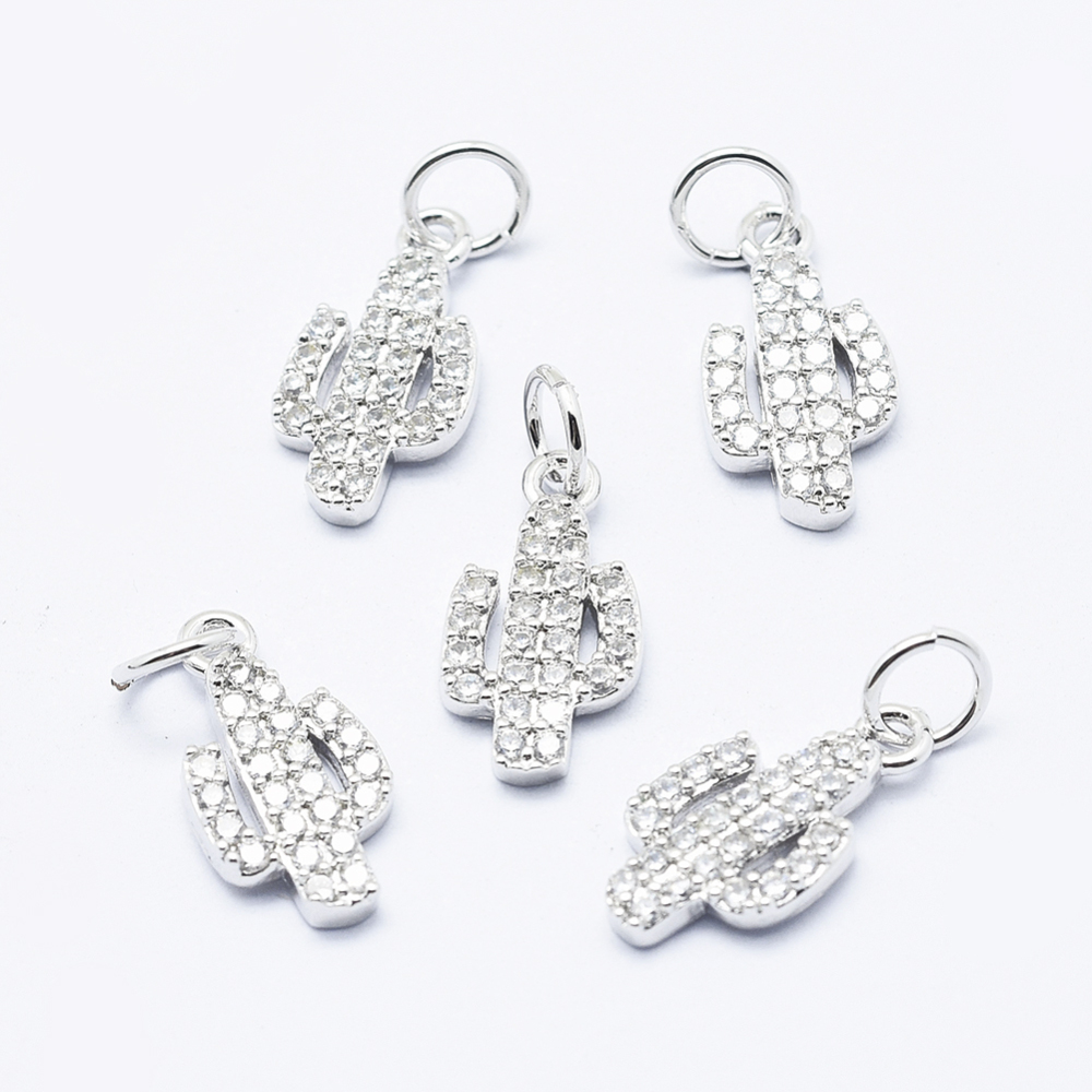 PandaHall Environmental Brass Micro Pave Cubic Zirconia Charms, Cadmium Free & Nickel Free & Lead Free, Cactus, Clear, Platinum, 14x7.5x2mm... PandaHall Environmental Brass Micro Pave Cubic Zirconia Charms, Cadmium Free & Nickel Free & Lead Free, Cactus, Clear, Platinum, 14x7.5x2mm...