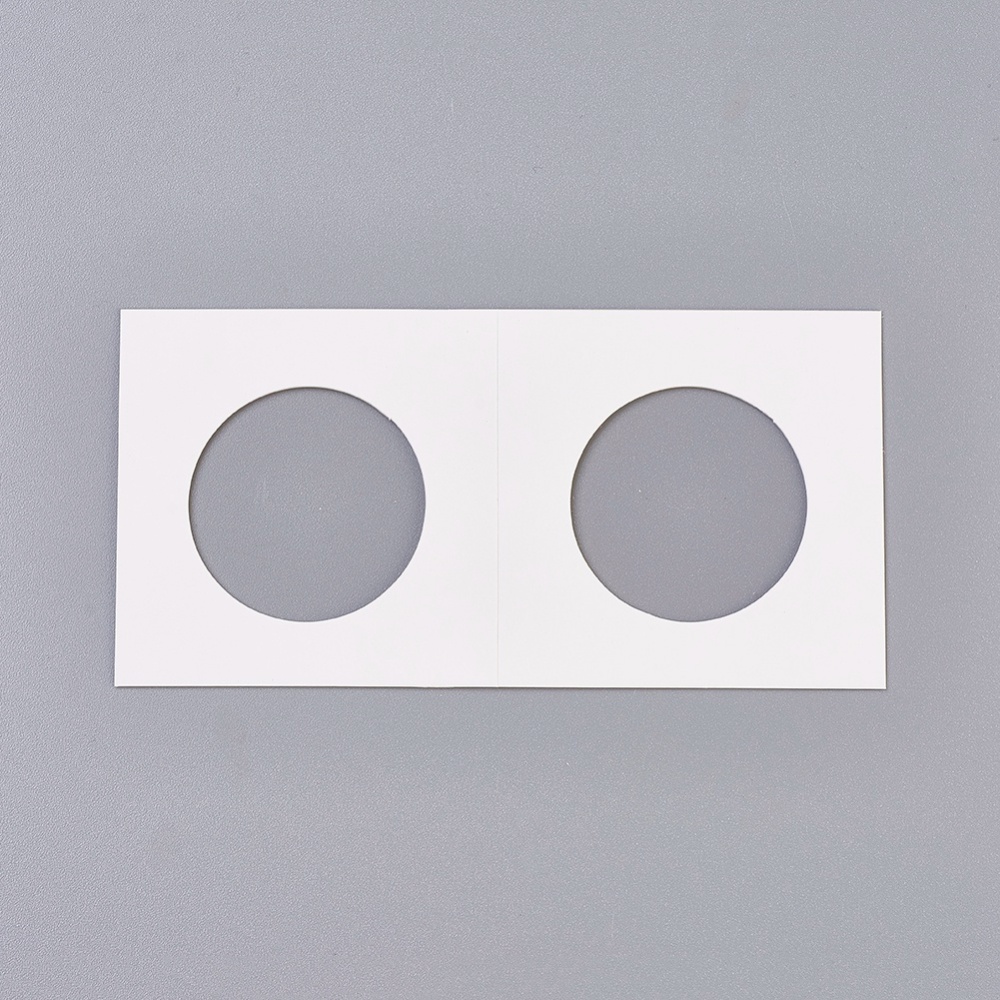 PandaHall Cardboard Staple Type Coin Mylar Flip Holder Cover Case, White, 100x50x1.5mm, Hole: 31.5mm Paper White