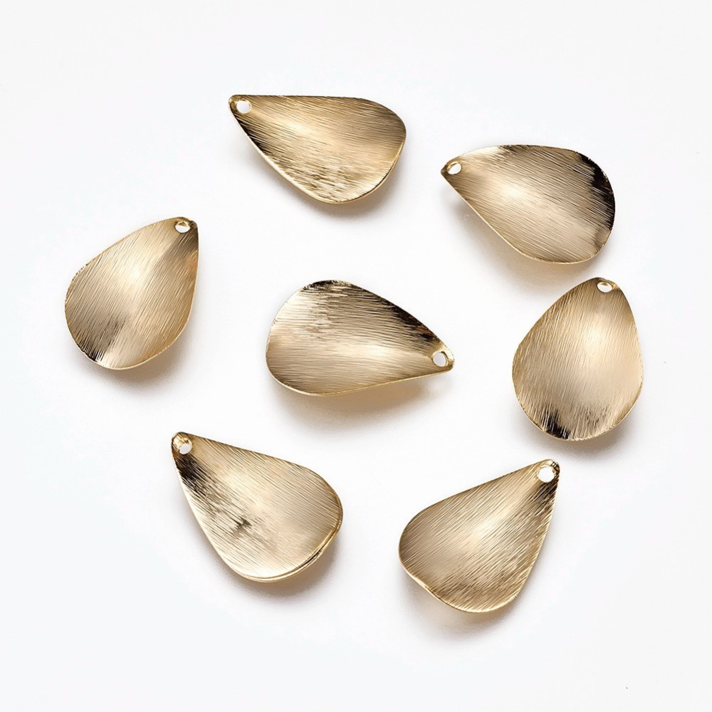 PandaHall Brass Pendants, Long-Lasting Plated, Nickel Free, Drop, Real 18K Gold Plated, 19x13x0.3mm, Hole: 1.4mm Brass Drop PandaHall Brass Pendants, Long-Lasting Plated, Nickel Free, Drop, Real 18K Gold Plated, 19x13x0.3mm, Hole: 1.4mm Brass Drop