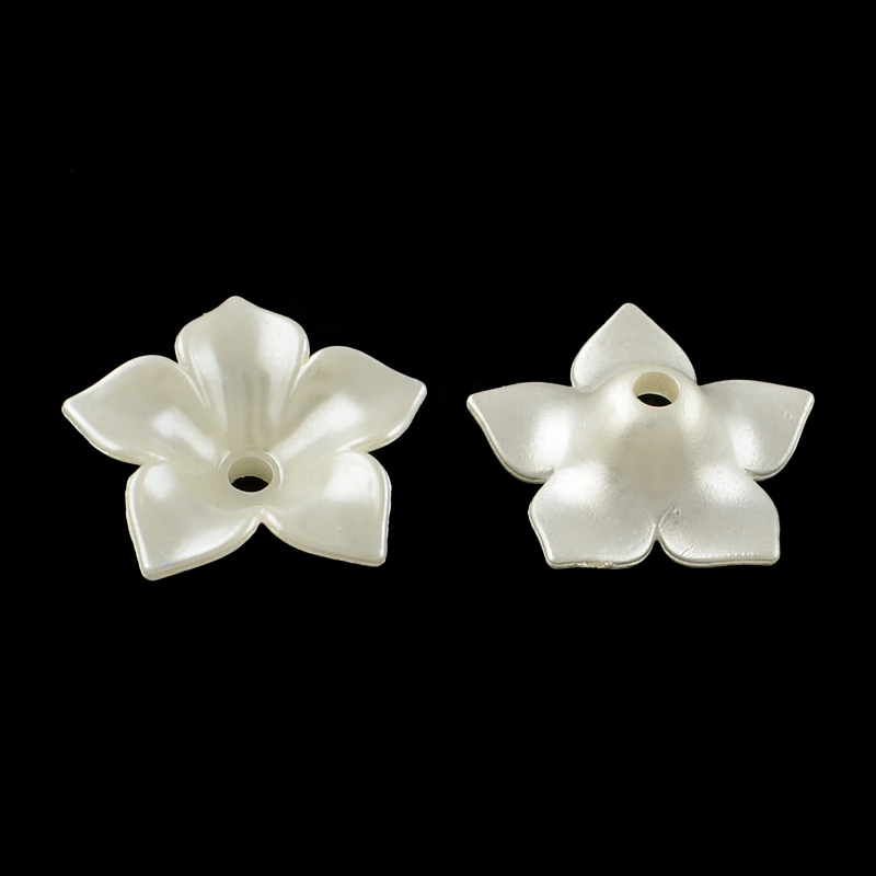 PandaHall 5-Petal Flower ABS Plastic Imitation Pearl Bead Caps, Ivory, 33x34.5x10mm, Hole: 4.5mm ABS Plastic Flower Ivory PandaHall 5-Petal Flower ABS Plastic Imitation Pearl Bead Caps, Ivory, 33x34.5x10mm, Hole: 4.5mm ABS Plastic Flower Ivory