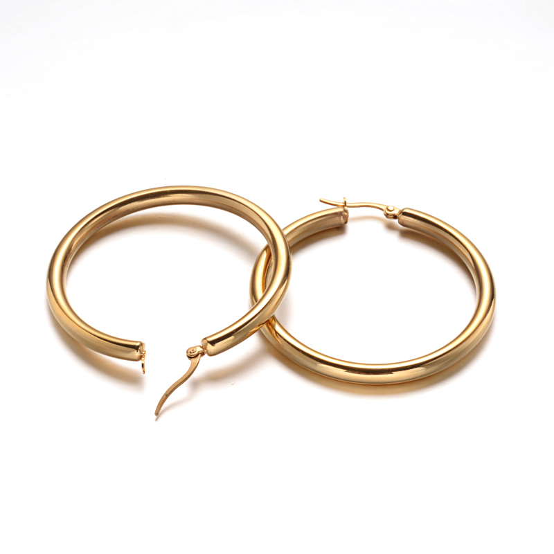 PandaHall Ring 304 Stainless Steel Hoop Earrings, Golden, 51.5x48x4mm; Pin: 1mm Stainless Steel PandaHall Ring 304 Stainless Steel Hoop Earrings, Golden, 51.5x48x4mm; Pin: 1mm Stainless Steel
