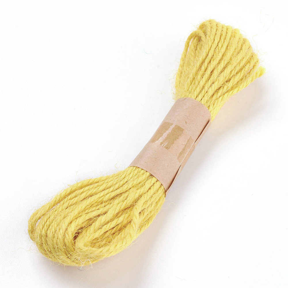 PandaHall Hemp Cord Twine String, for Jewelry Making, 3-Ply, Yellow, 2mm; 10yard/bundle Hemp Yellow