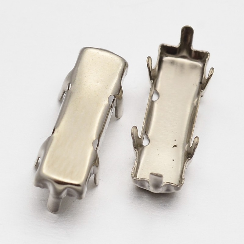 PandaHall Rectangle Brass Rhinestone Claw Settings, Platinum, 15x5x0.23mm; Fit for 5x15mm rectangle cabochon; about 1500pcs/bag Brass... PandaHall Rectangle Brass Rhinestone Claw Settings, Platinum, 15x5x0.23mm; Fit for 5x15mm rectangle cabochon; about 1500pcs/bag Brass...