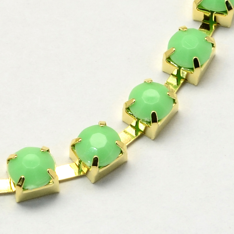 PandaHall Golden Tone Iron Acrylic Claw Chains, LightGreen, 6mm; about 20m/bundle Iron+Acrylic Rhinestone Green PandaHall Golden Tone Iron Acrylic Claw Chains, LightGreen, 6mm; about 20m/bundle Iron+Acrylic Rhinestone Green