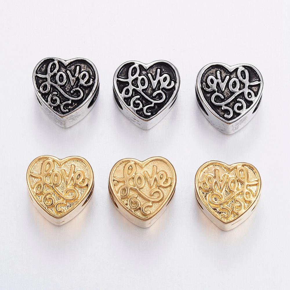 PandaHall 304 Stainless Steel European Beads, Large Hole Beads, Heart, Mixed Color, 10x11x8.5mm, Hole: 5mm Stainless Steel Heart Multicolor PandaHall 304 Stainless Steel European Beads, Large Hole Beads, Heart, Mixed Color, 10x11x8.5mm, Hole: 5mm Stainless Steel Heart Multicolor