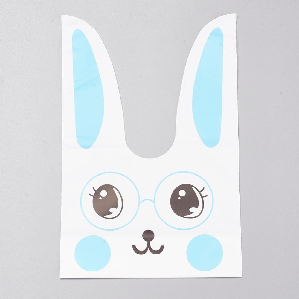 PandaHall Plastic Bags, Rabbit, LightSkyBlue, 23.3x13.8cm; about 49~50pcs/bag Plastic