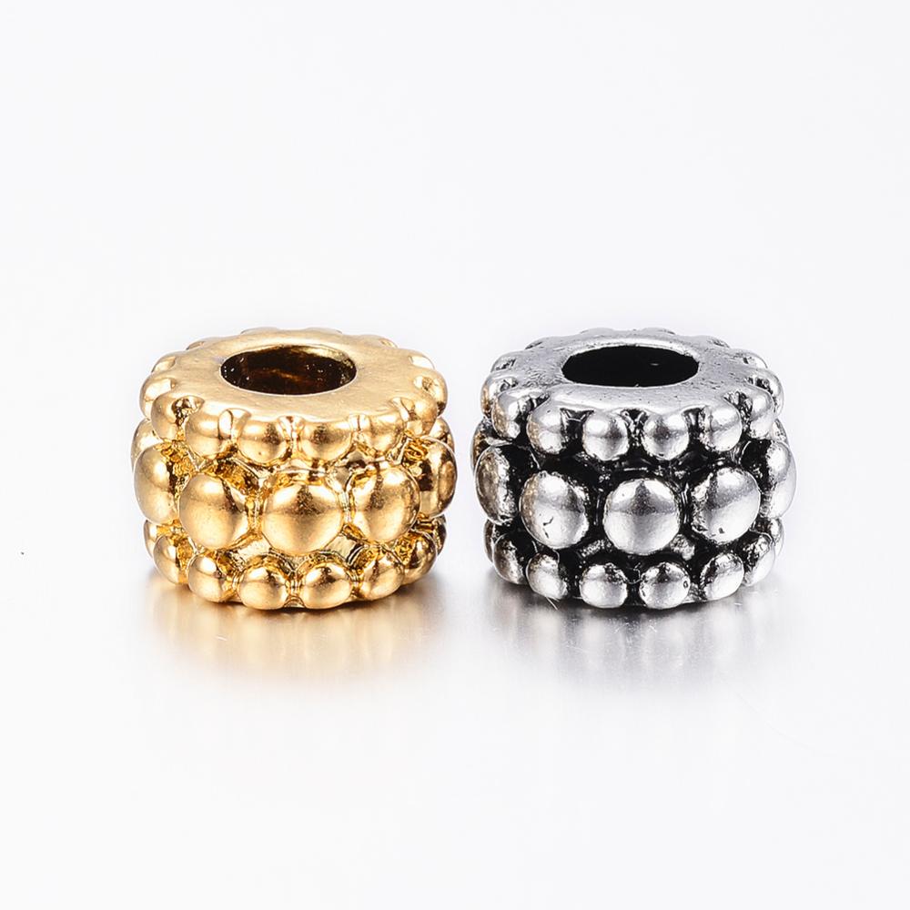 PandaHall 304 Stainless Steel European Beads, Large Hole Bumpy Beads, Barrel, Mixed Color, 12x8mm, Hole: 5mm Stainless Steel Barrel... PandaHall 304 Stainless Steel European Beads, Large Hole Bumpy Beads, Barrel, Mixed Color, 12x8mm, Hole: 5mm Stainless Steel Barrel...