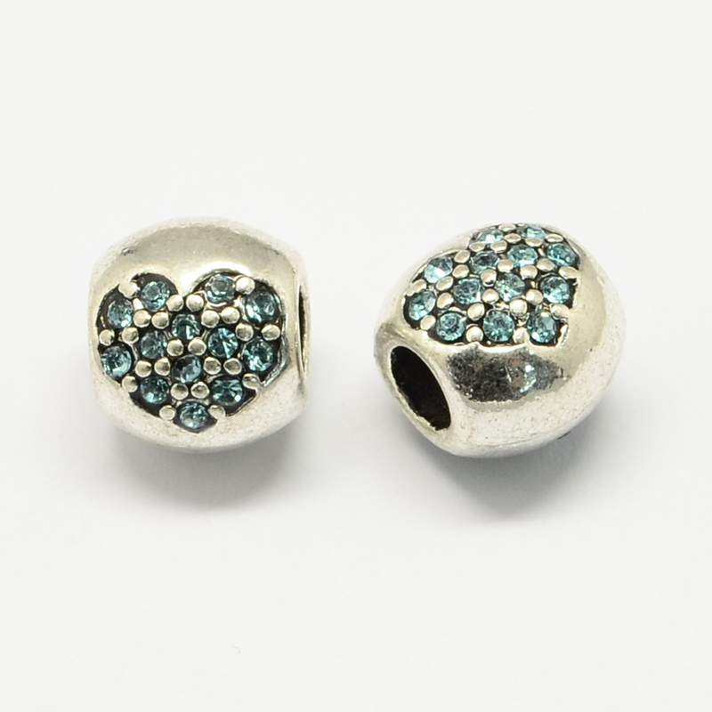 PandaHall Alloy Rhinestone European Beads, Drum Large Hole Beads, Aquamarine, 11x9.5x10mm, Hole: 4.5mm Alloy+Rhinestone Drum PandaHall Alloy Rhinestone European Beads, Drum Large Hole Beads, Aquamarine, 11x9.5x10mm, Hole: 4.5mm Alloy+Rhinestone Drum