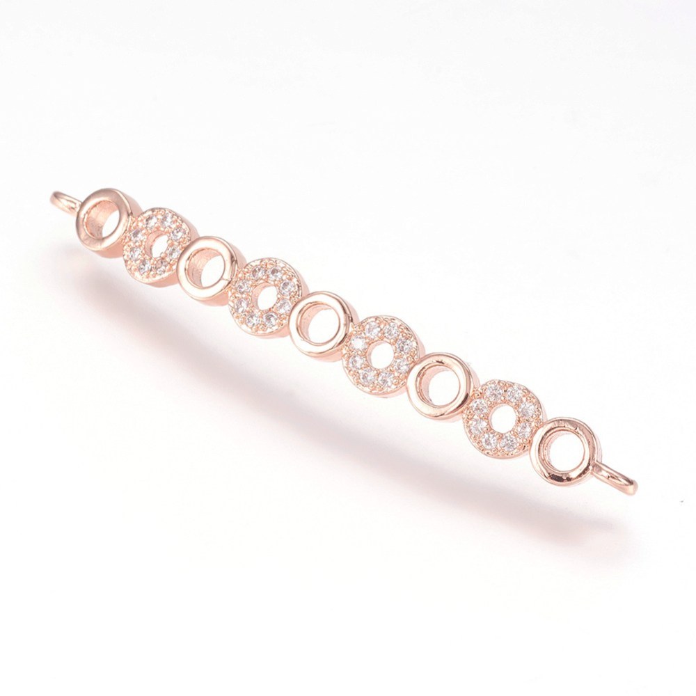 PandaHall Brass Micro Pave Cubic Zirconia Links, Real Rose Gold Plated, Flat Round, 5x44.5x2.5mm, Hole: 2mm Brass+Cubic Zirconia Flat Round PandaHall Brass Micro Pave Cubic Zirconia Links, Real Rose Gold Plated, Flat Round, 5x44.5x2.5mm, Hole: 2mm Brass+Cubic Zirconia Flat Round