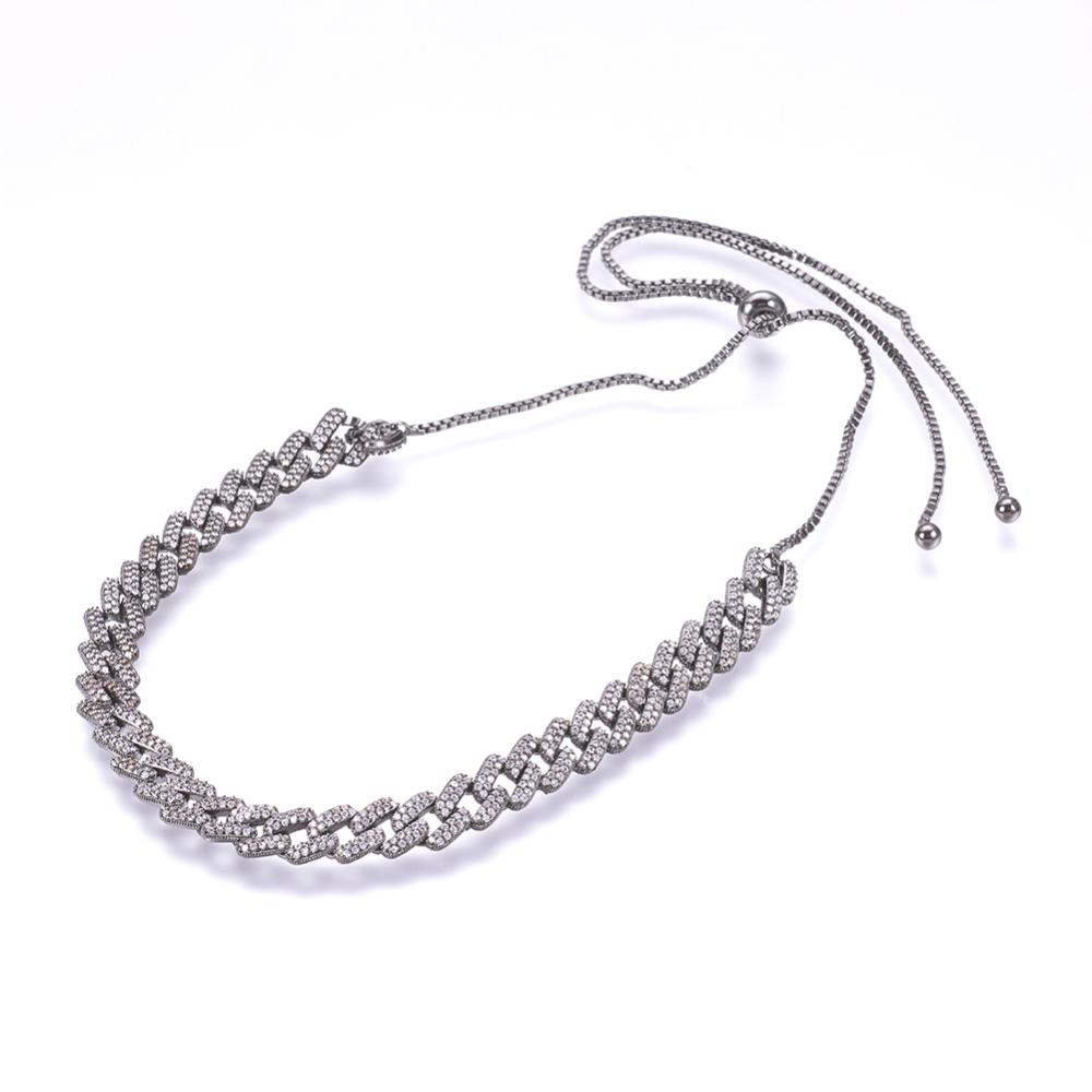 PandaHall Brass Micro Pave Cubic Zirconia Chain Necklaces, Gunmetal, 26.3"(67cm) Brass