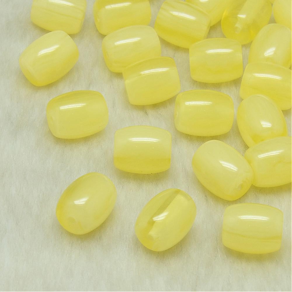 PandaHall Resin Beads, Barrel, ChampagneYellow, 15x13.5~14mm, Hole: 3mm Resin Barrel Yellow