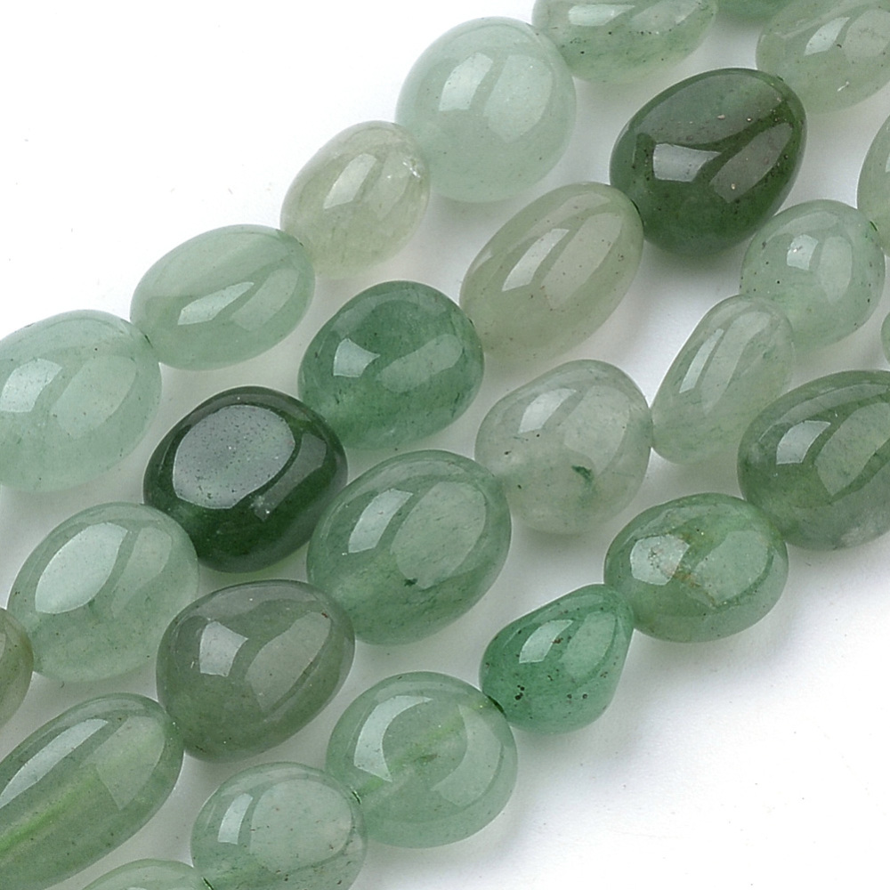 PandaHall Natural Green Aventurine Beads Strands, Oval, 6~12x5~8x3~8mm, Hole: 1mm; about 50~57pcs/strand, 15.7 PandaHall Natural Green Aventurine Beads Strands, Oval, 6~12x5~8x3~8mm, Hole: 1mm; about 50~57pcs/strand, 15.7