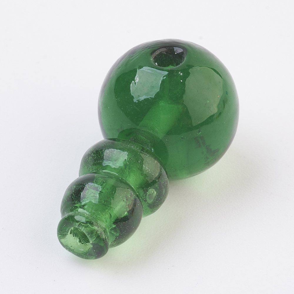 PandaHall 3-Hole Lampwork Guru Beads, T-Drilled Beads, Buddha Beads, DarkGreen, 26mm; Cone: about 12x8~8.5mm; Round: 14mm, Hole: 2mm...