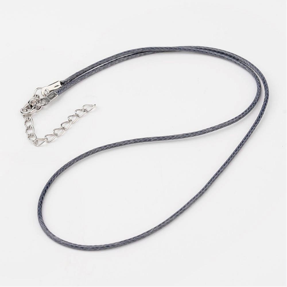 PandaHall Korean Waxed Polyester Cord Necklace Makings, with Alloy Clasps, SteelBlue, 18.1 PandaHall Korean Waxed Polyester Cord Necklace Makings, with Alloy Clasps, SteelBlue, 18.1