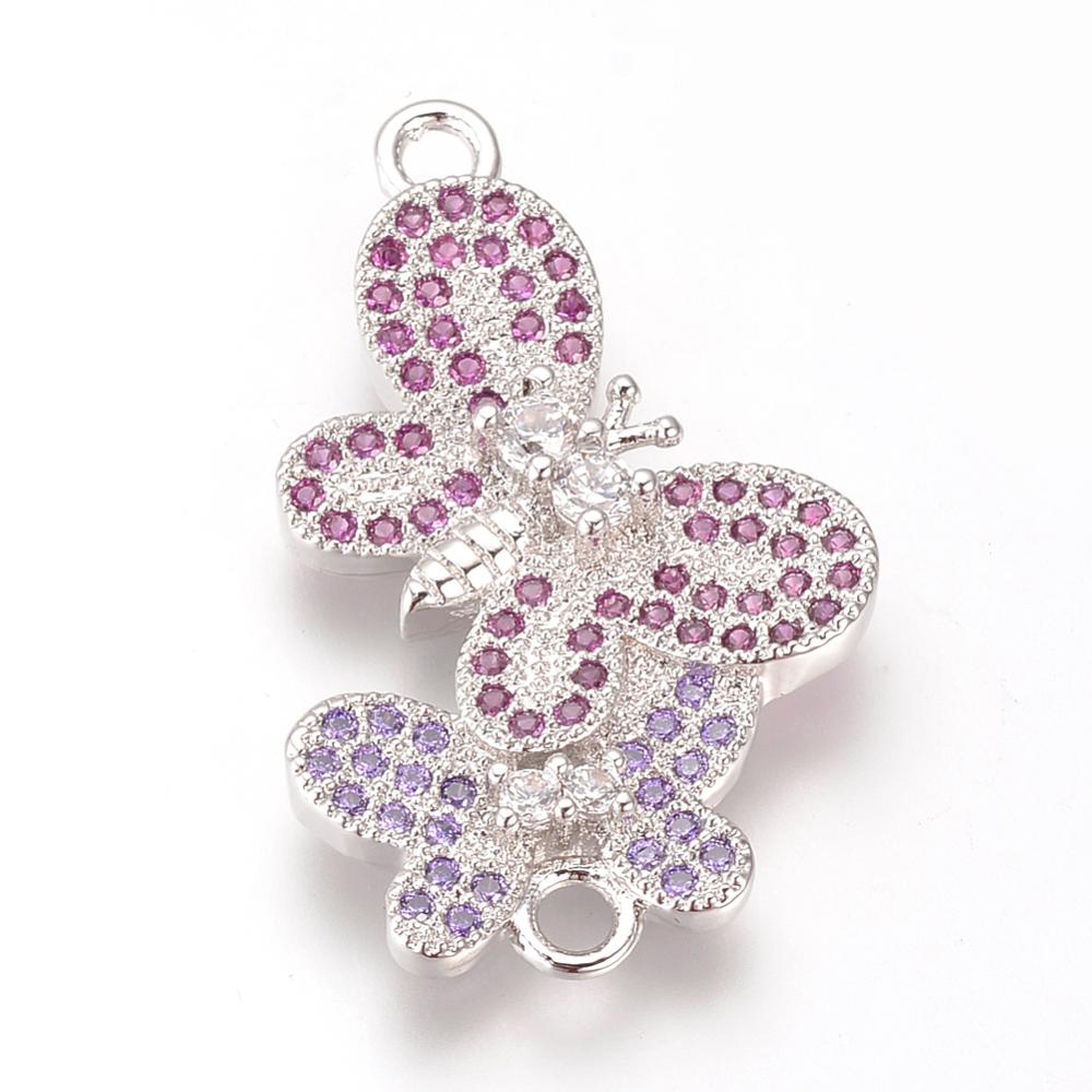 PandaHall DIY Brass Micro Pave Cubic Zirconia Links, Butterfly, Platinum, 29x17.5x3.5mm, Hole: 1.5mm Brass+Cubic Zirconia Butterfly PandaHall DIY Brass Micro Pave Cubic Zirconia Links, Butterfly, Platinum, 29x17.5x3.5mm, Hole: 1.5mm Brass+Cubic Zirconia Butterfly