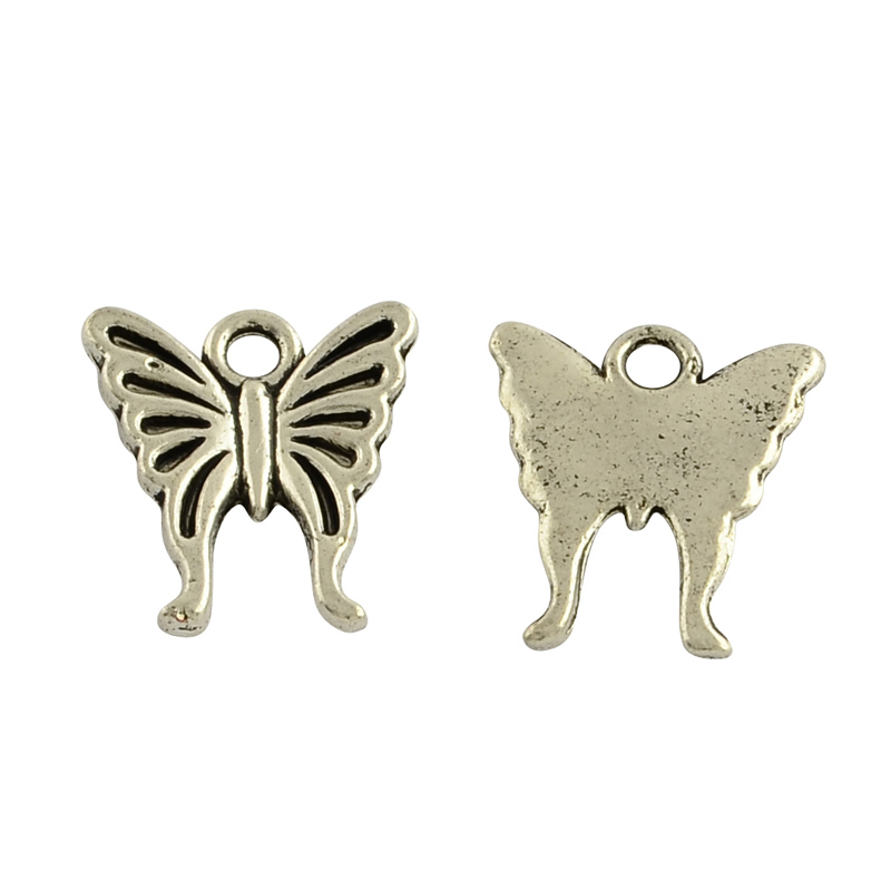 PandaHall Tibetan Style Alloy Butterfly Charms, Lead Free & Cadmium Free, Antique Silver, 16x14x2mm, Hole: 2mm; about 1086pcs/1000g Alloy...