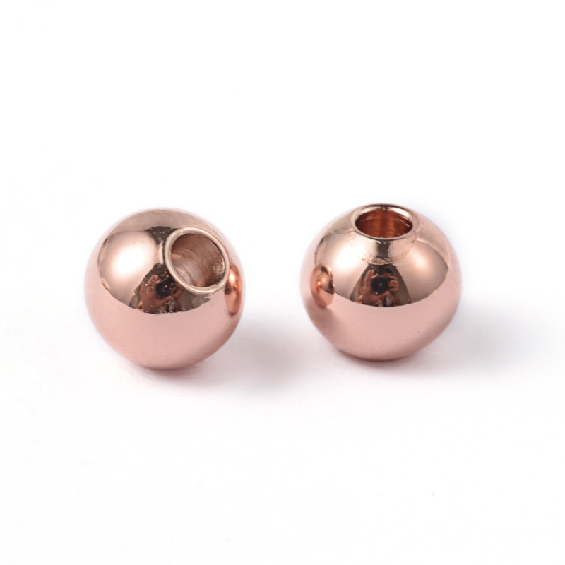 PandaHall Round 304 Stainless Steel Beads, Rose Gold, 6x5mm, Hole: 2mm Stainless Steel Round