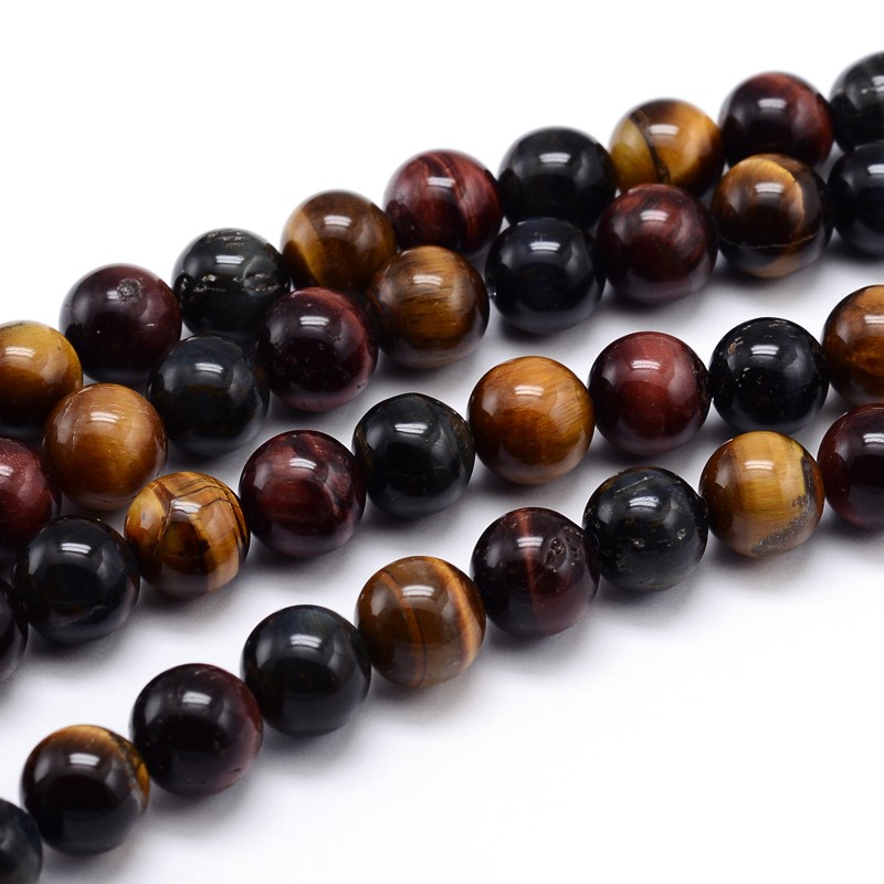 PandaHall Natural Gemstone Round Bead Strands, Tiger Eye, 10mm, Hole: 1mm; about 40pcs/strand, 16" Tiger Eye Round
