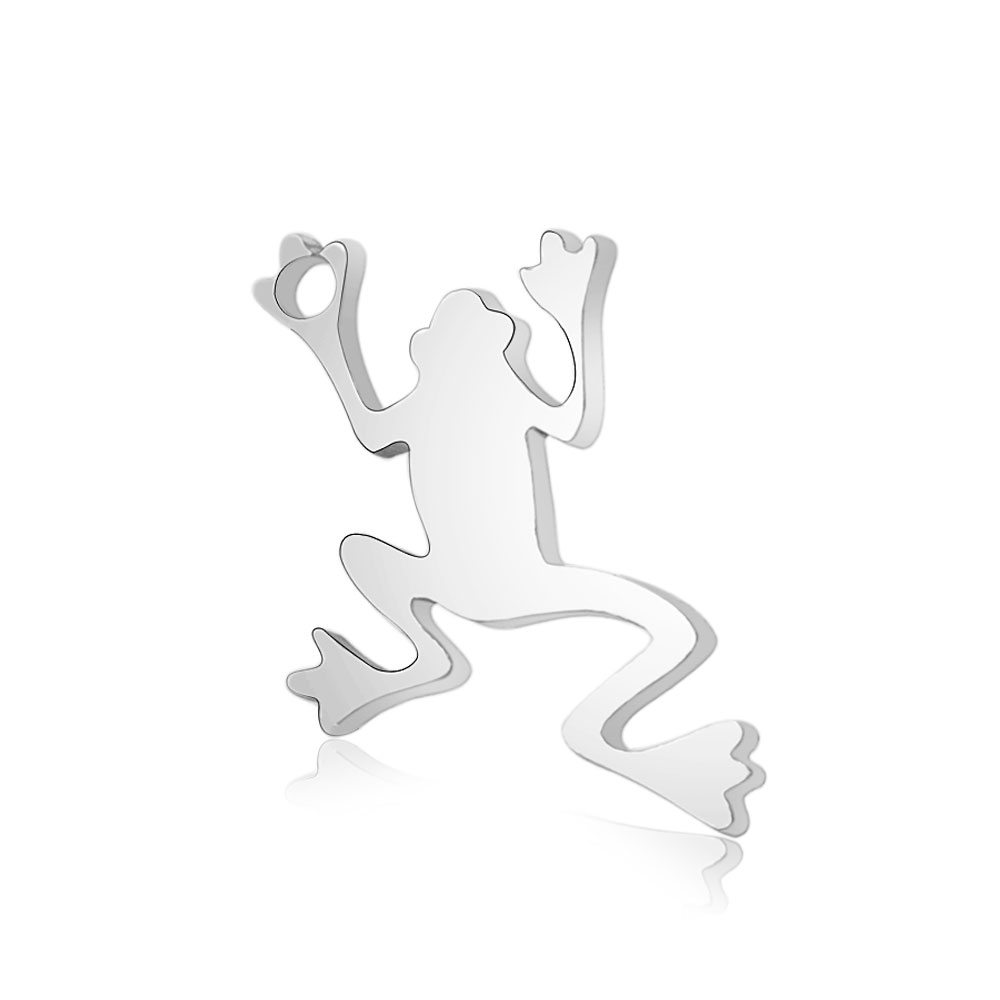 PandaHall 304 Stainless Steel Pendants, Frog, Stainless Steel Color, 13x10x1mm, Hole: 1mm Stainless Steel Frog