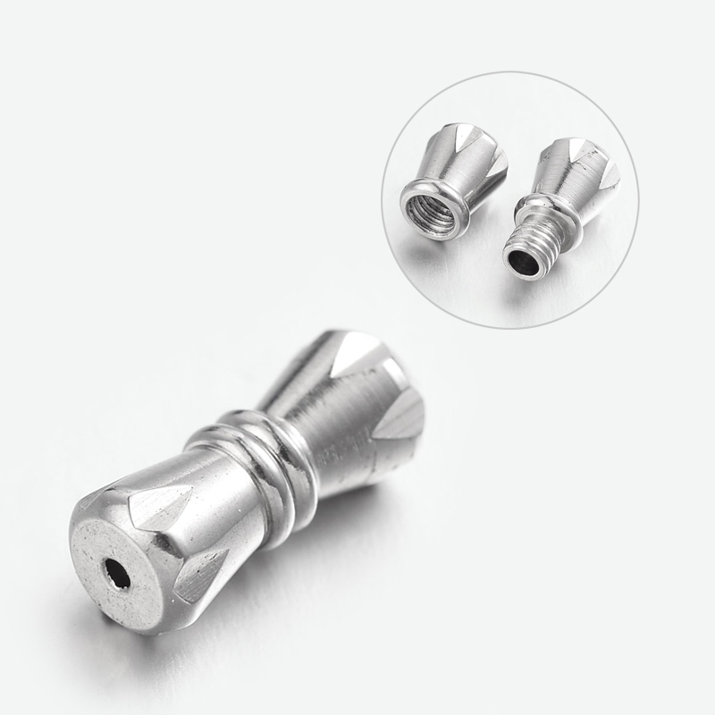 PandaHall 304 Stainless Steel Screw Clasps, Column, Stainless Steel Color, 11.5x5mm, Hole: 1mm Stainless Steel