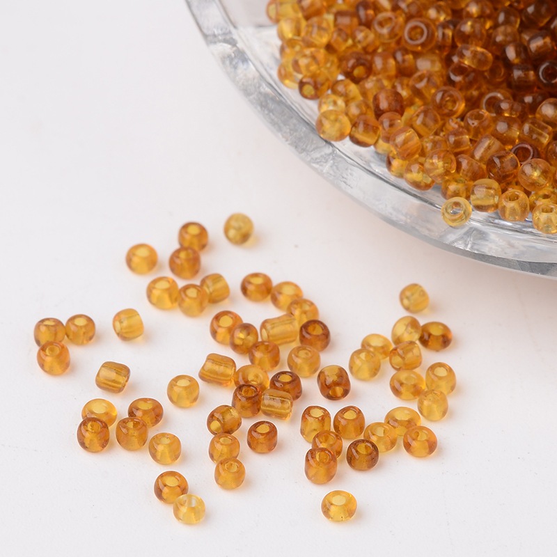 PandaHall 12/0 Glass Seed Beads, Transparent, Round, SandyBrown, 2mm, Hole: 1mm; about 3100pcs/50g Glass Brown