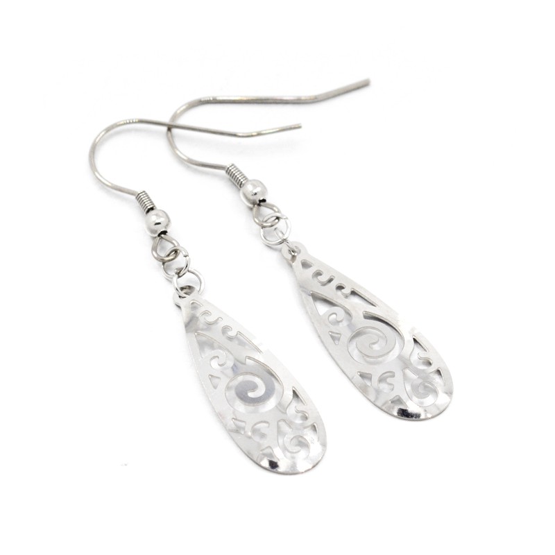 PandaHall 304 Stainless Steel Dangle Earrings, Drop, Stainless Steel Color, 54mm; Pin: 0.6mm Stainless Steel