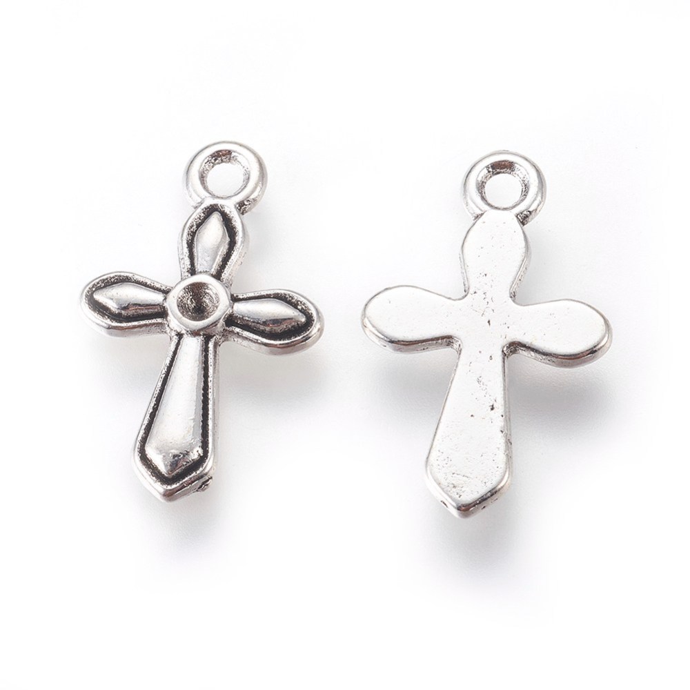 PandaHall Alloy Pendants, Cross, Antique Silver, Nickel Free, 19.5x12x2mm, Hole: 1.5mm Alloy Cross