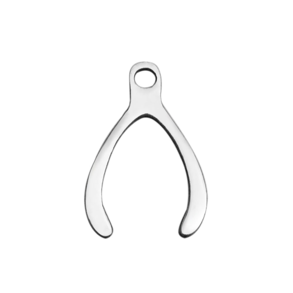 PandaHall 304 Stainless Steel Charms, Wishbone, Stainless Steel Color, 14.2x9x1mm, Hole: 1.5mm Stainless Steel Others