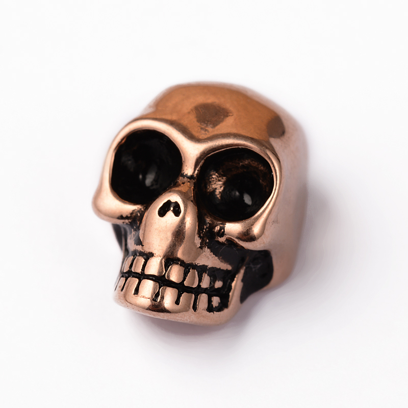 PandaHall Skull1 304 Stainless Steel Beads, Antique Rose Gold, 18x12mm, Hole: 2mm Stainless Steel Skull