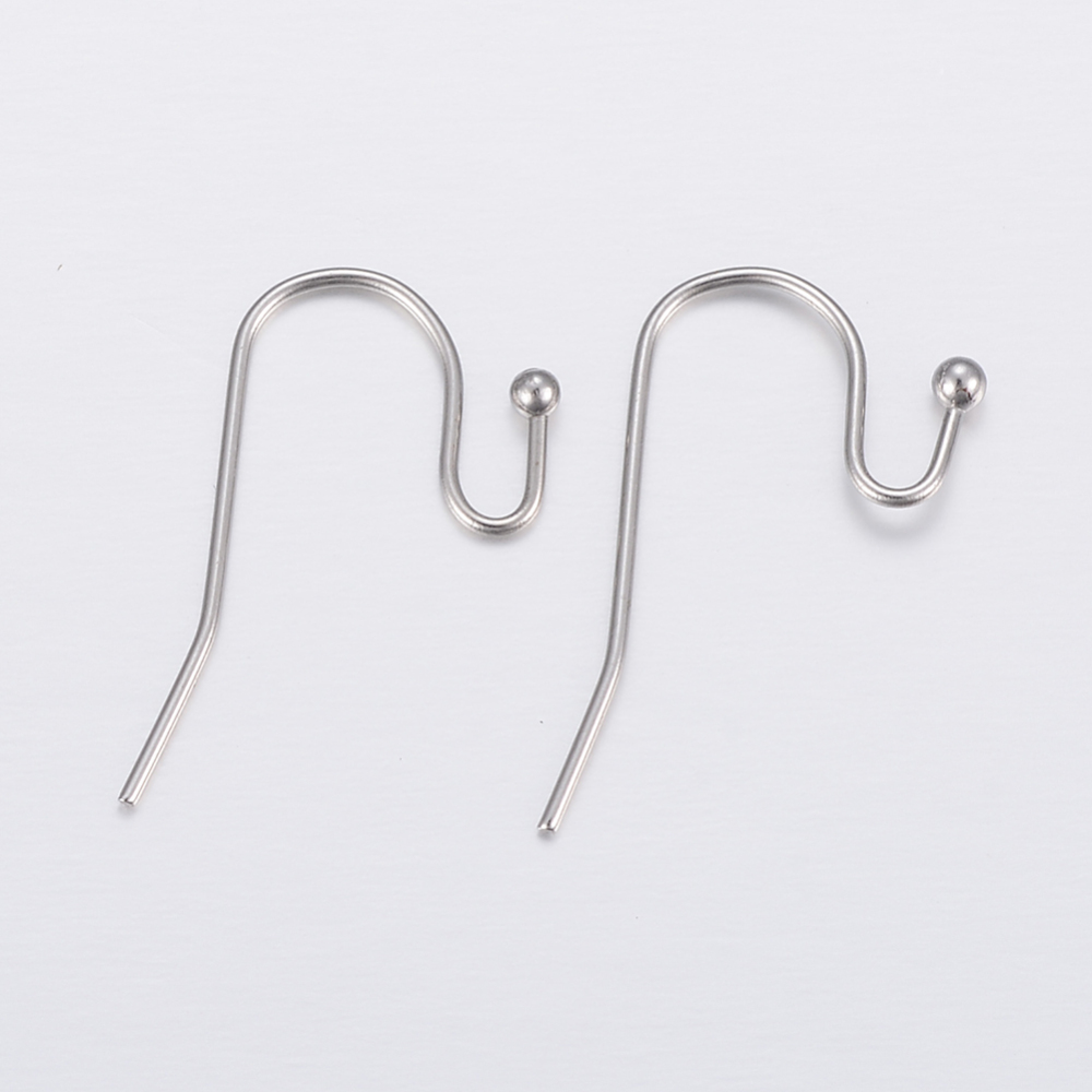 PandaHall 304 Stainless Steel Earring Hooks, Stainless Steel Color, 21x12x2mm, Pin: 0.8mm Stainless Steel
