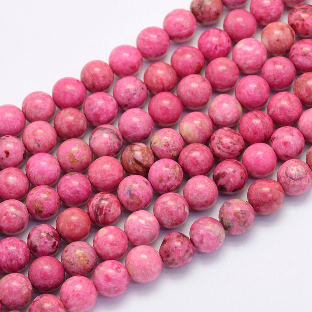 PandaHall Natural Crazy Agate Beads Strands, Round, Dyed & Heated, DeepPink, 8~8.5mm, Hole: 1mm; about 47pcs/strand, 14.9''(38cm) Crazy...