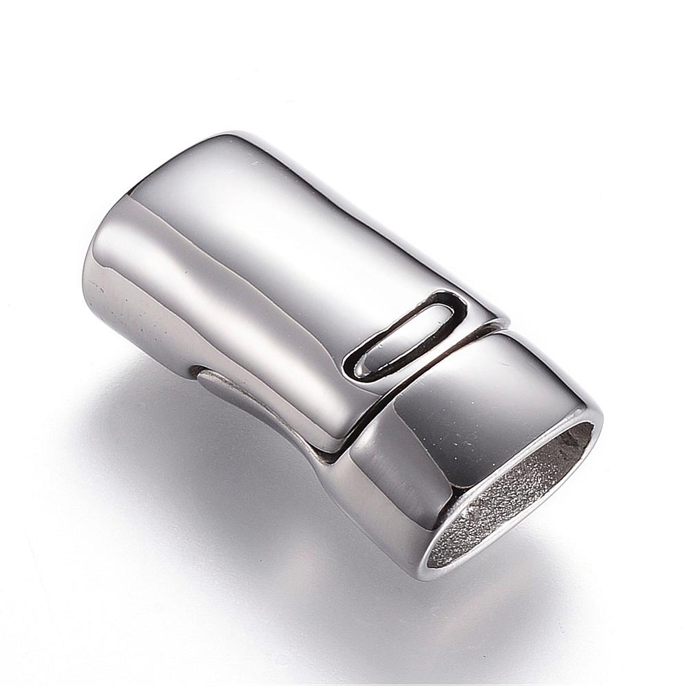 PandaHall 304 Stainless Steel Magnetic Clasps, Rectangle, Stainless Steel Color, 26x13x9mm, Hole: 11x7mm Stainless Steel Rectangle