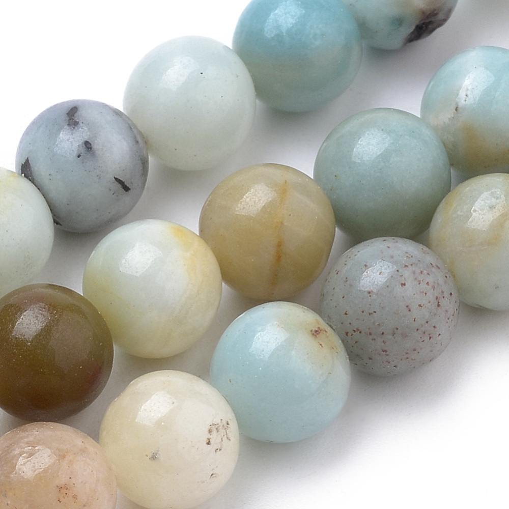 PandaHall Natural Amazonite Beads Strands, Round, 6mm, Hole: 1mm; about 70pcs/strand, 15.7" Amazonite Round