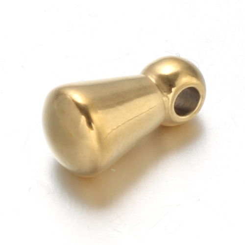 PandaHall Drop 304 Stainless Steel End Pieces, Golden, 6x3mm, Hole: 1mm Stainless Steel