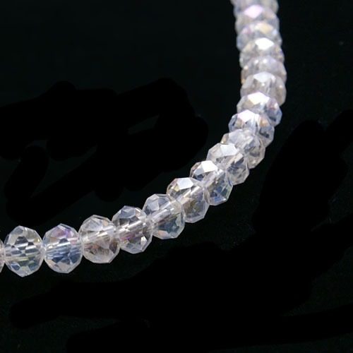 PandaHall Electroplate Glass Bead Strands, AB Color, Faceted, Rondelle, Clear AB, 4x3mm, Hole: 1mm; about 149pcs/strand, 18.1" Glass...