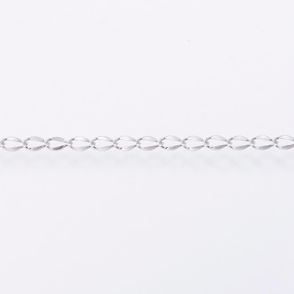 PandaHall 304 Stainless Steel Twisted Chains, Curb Chains, with Spool, Stainless Steel Color, 4x2x0.4mm; about 10m/roll Stainless Steel