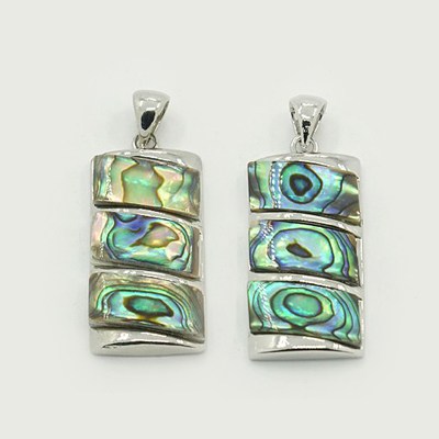 PandaHall Abalone/Paua Shell Pendants, with Brass Findings, Rectangle, Platinum Metal Color, Colorful, 39x18x4mm, Hole: 5x7mm Paua Shell...