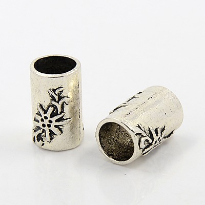 PandaHall Tibetan Style European Beads, Large Hole Beads, Lead Free and Cadmium Free, Column, Antique Silver, about 19.5mm long, 13mm wide...