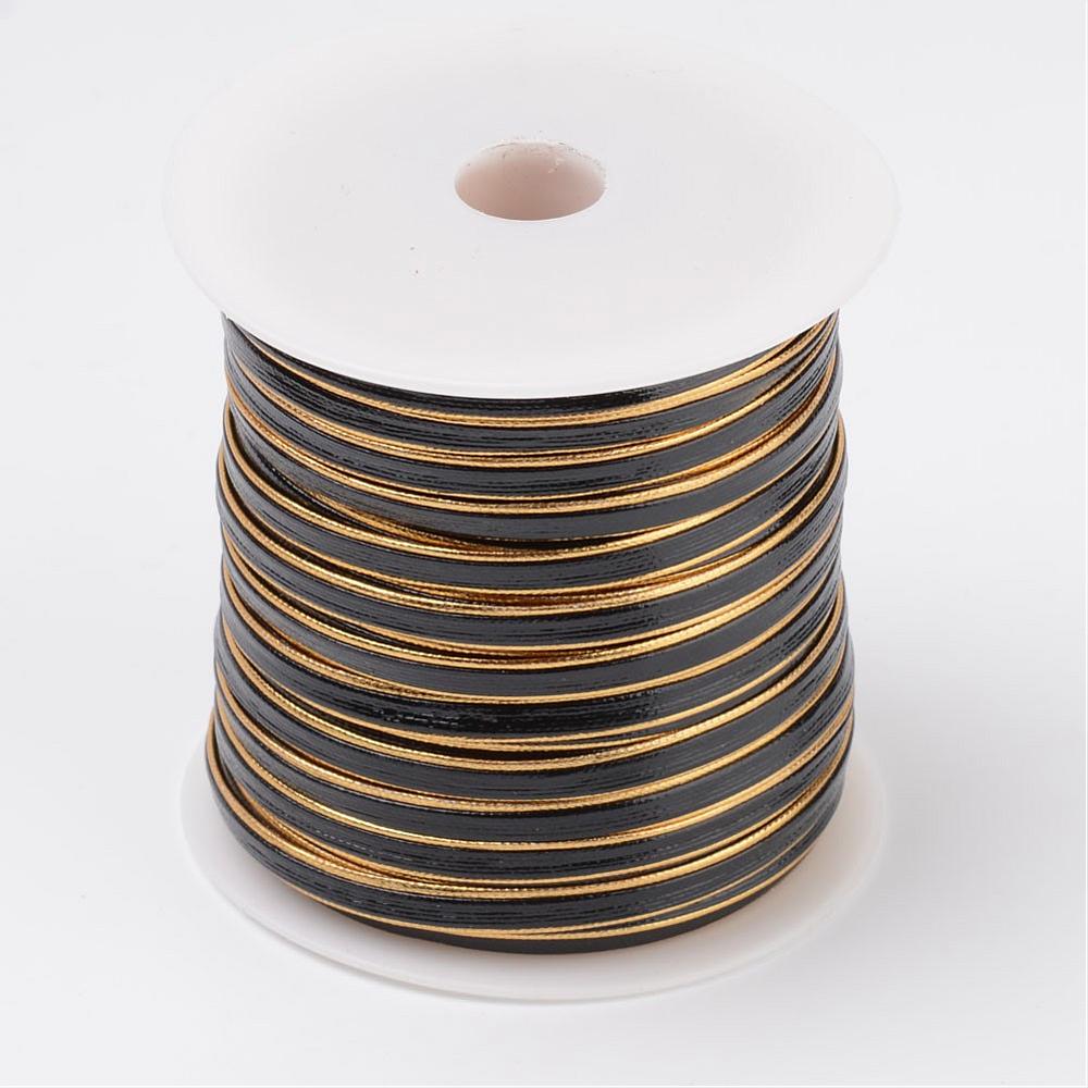 PandaHall Flat PU Leather Cord, Black, 6x1mm; about 50yard/roll Imitation Leather Flat Black