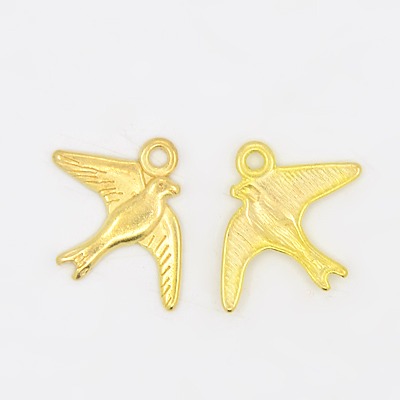 PandaHall Alloy Pendants, Lead Free and Cadmium Free, Bird, Golden, 17.5mm long, 22.5mm wide, 1.5mm thick, hole: 2mm Alloy Bird