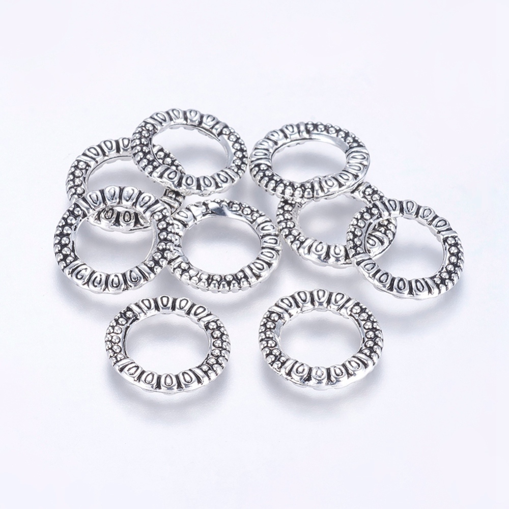 PandaHall Tibetan Silver Linking Rings, Circle Frames, Lead Free & Cadmium Free, Antique Silver, about 17mm in diameter, 3mm thick, hole...